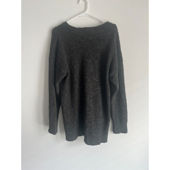 Sanctuary Sweater Womens Medium Charcoal Gray Knit V Neck Side Slit High Low Hem - Picture 2 of 5